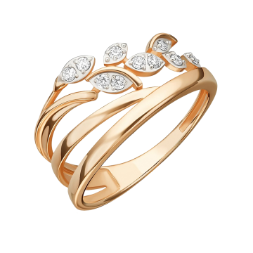 Lady´s ring in red gold of 585 assay value with zirconia 