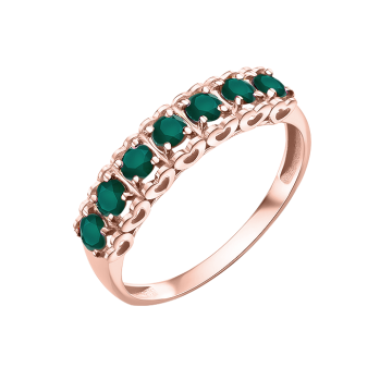 Lady´s ring in red gold of 585 assay value with emerald syn. 
