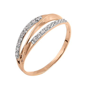 Damenring aus Rotgold 585° mit Zirkonia 