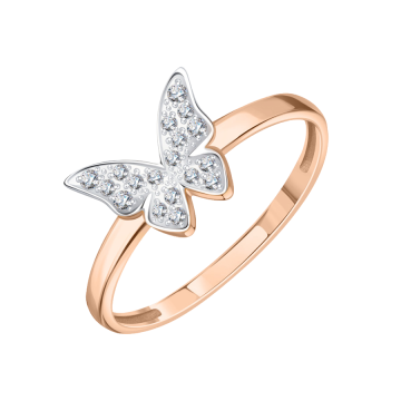 Lady´s ring in red gold of 585 assay value with zirconia 