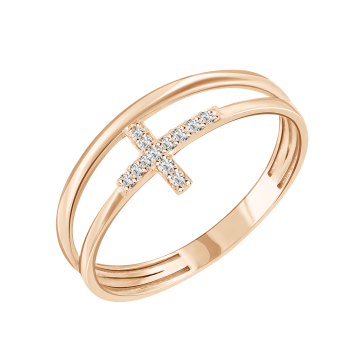 Lady´s ring in red gold of 585 assay value with zirconia 