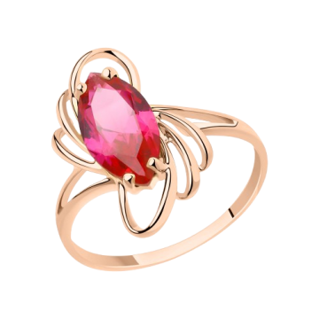 Lady´s ring in red gold of 585 assay value with ruby HTS 