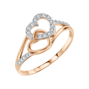 Damenring aus Rotgold 585° mit Zirkonia 