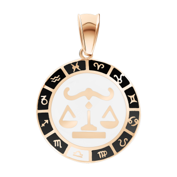 Pendant zodiac sign "Libra" in red and white gold 