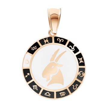Pendant zodiac sign "Capricorn" in red gold 