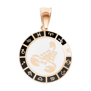 Pendant zodiac sign "Scorpio" in red gold 