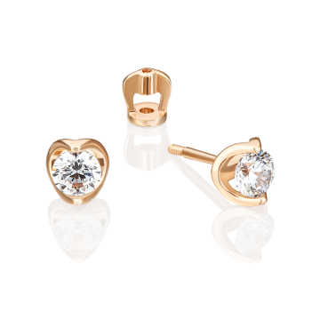Earrings in red gold with cubic zirconia 