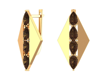 Ohrringe aus Rotgold 585° mit Rauchtopas 
