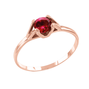 Lady´s ring in red gold of 585 assay value with ruby HTS 