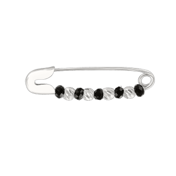 Brosche - 925er Sterling Silber mit Onyx 