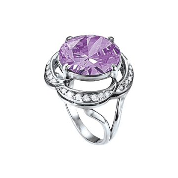 Silver ring with zirconia and amethyst 