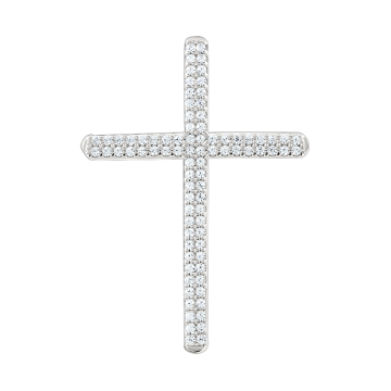 Silver cross with cubic zirconia 