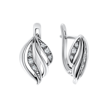 Серебряные серьги 925 пробы, вставка фианиты 