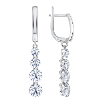 Серебряные серьги 925 пробы, вставка фианиты 