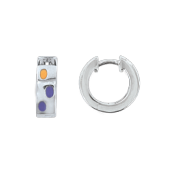 Silver earrings with blue and yellow enamel 