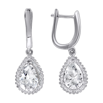 Серебряные серьги 925 пробы. Вставка: Фианиты 