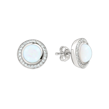 Silver earrings with opal HTS and zirconia 