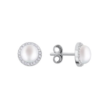 925er Sterling Silber Ohrringe mit echte Perlen, Zirkonia 
