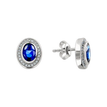 Silver earrings with sapphire and zirconia 