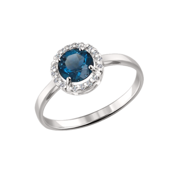 Silver ring with zirconia and London blue topaz 