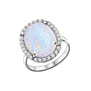 Damenring aus 925er Silber mit Zirkonia  und Opal HTS 
