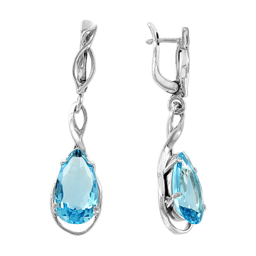 Ohrhänger aus 925er Sterling Silber mit blau Topas HTS 