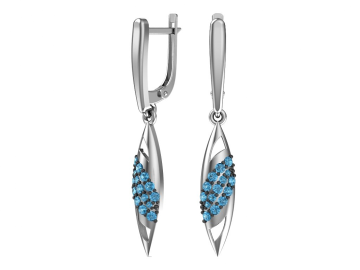 Серебряные серьги 925 пробы, вставка фианиты 