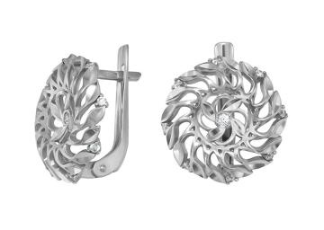 Серебряные серьги 925 пробы, вставка фианиты 