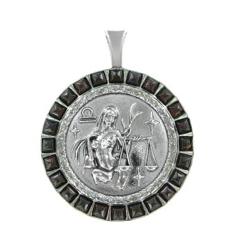 Anhänger Sternzeichen "Waage" aus 925er Sterling Silber mit echtem Bernstein 