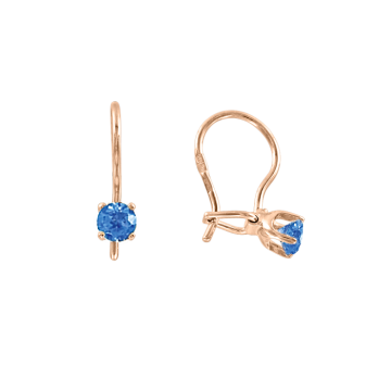 Infant earrings in red gold of 585 assay value (14ct) with zirconia 