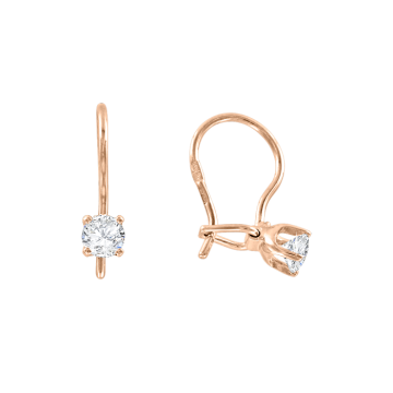 Infant earrings in red gold of 585 assay value (14ct) with zirconia 