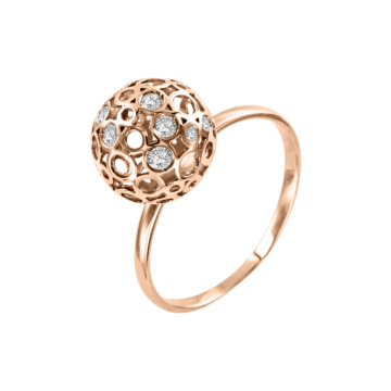 Lady´s ring in red gold of 585 assay value with zirconia 