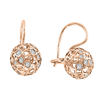 Earrings in red gold with cubic zirconia 
