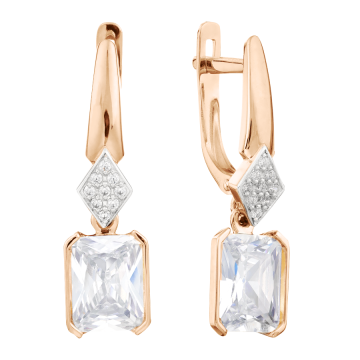 Earrings in red gold with cubic zirconia 