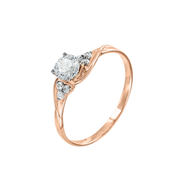 Damenring aus Rotgold 585° mit Zirkonia 