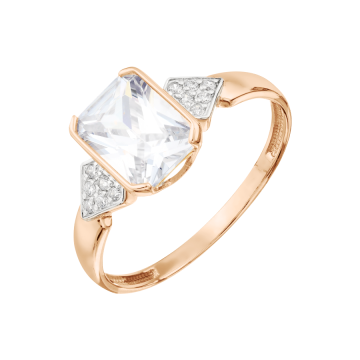 Damenring aus Rotgold 585° mit Zirkonia 