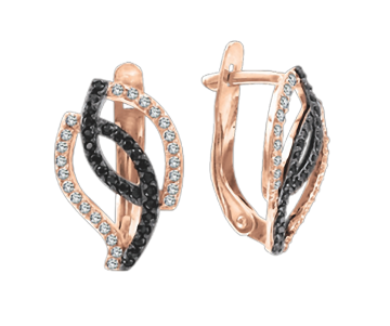 Earrings in red gold with cubic zirconia 