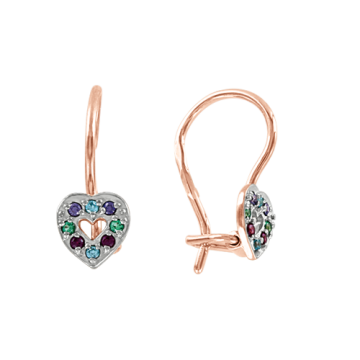 Kinder Ohrringe aus Rotgold 585° (14K) mit Zirkonia 