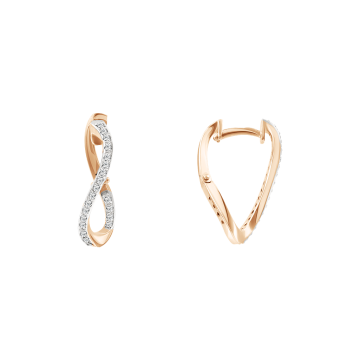Earrings in red gold with cubic zirconia 
