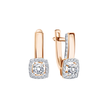 Earrings in red gold with cubic zirconia 