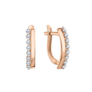 Earrings in red gold with cubic zirconia 