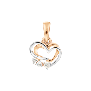 Pendant in red gold of 585 assay value with zirconia 