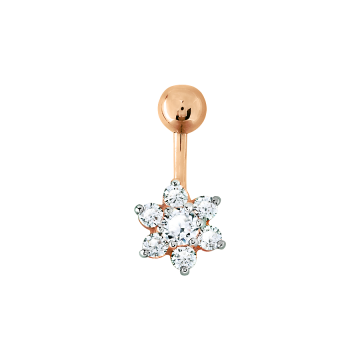Rotgold 585 Bauchpiercing mit Zirkonia 