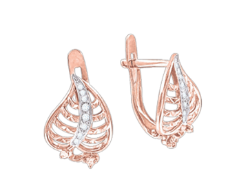Earrings in red gold with cubic zirconia 