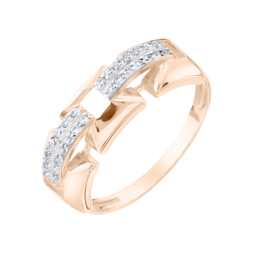 Damenring aus Rotgold 585° mit Zirkonia 