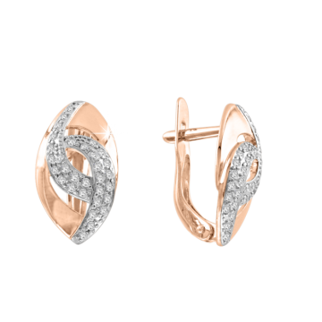 Earrings in red gold with cubic zirconia 