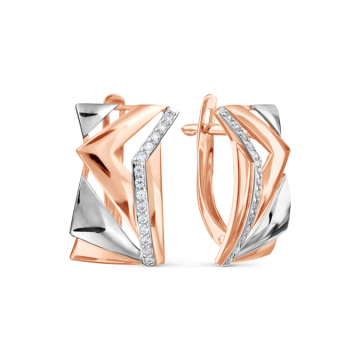 Earrings in red gold with cubic zirconia 