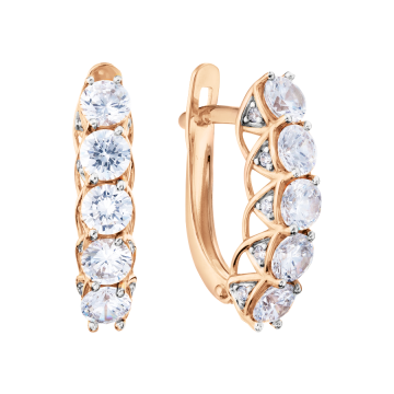 Earrings in red gold with cubic zirconia 