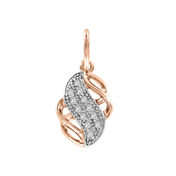 Pendant in red gold of 585 assay value with zirconia 