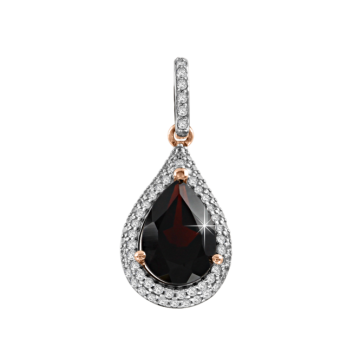 Pendant in red gold of 585 assay value with garnet y zirconia 